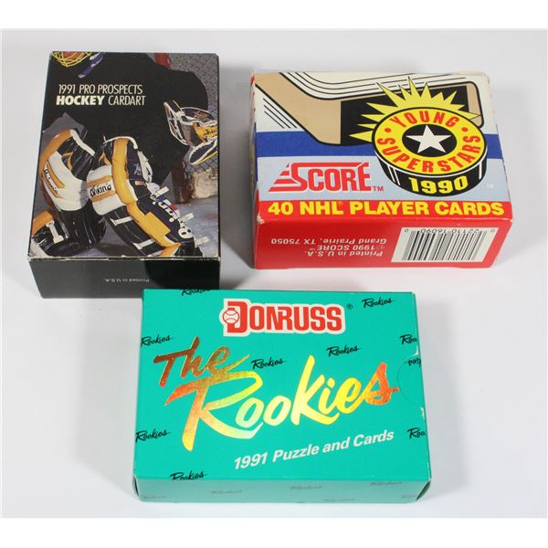 #1494 Lot of 3 boxed Hockey and Baseball Cards