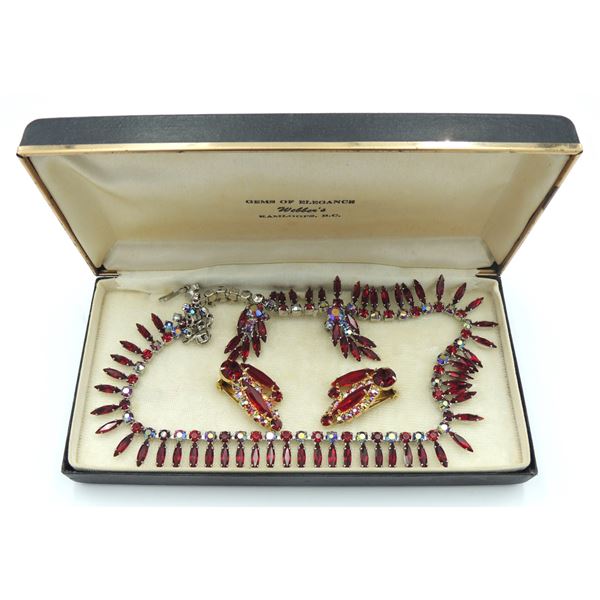 #1518 1950'S Costume Jewelry Necklace Earring Set
