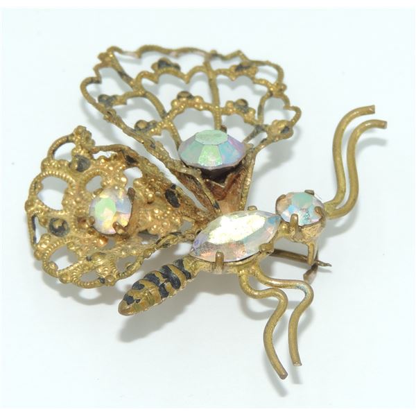 #1523  Vintage Costume Jewelry Triad Butterfly Pin