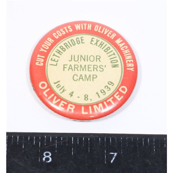 #1559 1939 Lethbridge Exhibition Farmers Pin
