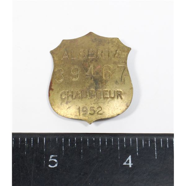 #1569 Alberta Chauffeur Badge 1952 #39467