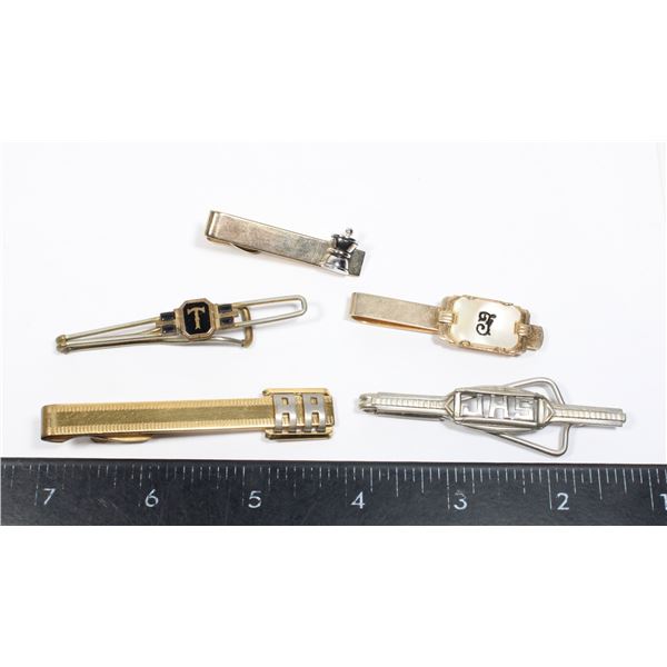 #1573 5 Vintage Men's Fashion Tie Clips