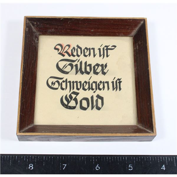 #1588 Small Wood Glass Picture German Quote