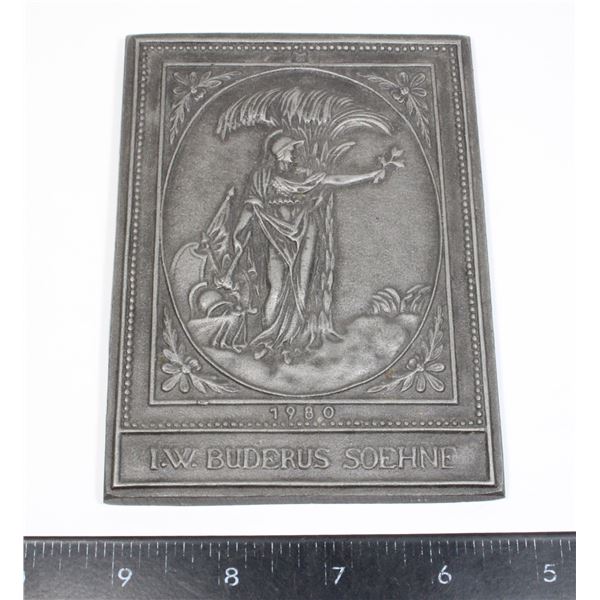 #1600 1980 German Allegory of Peace Plaque