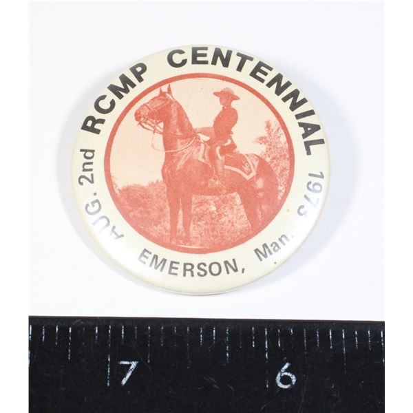 #1602 Emerson Manitoba RCMP Centennial Button