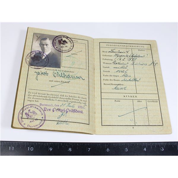 #1610 1925 Wiemar German Reise-Pass Passport