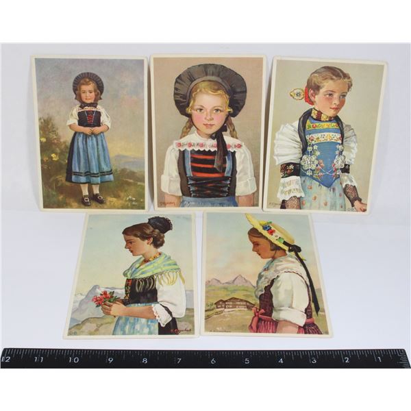 #1614 1900's Lot of 5 Switzerland Postcards