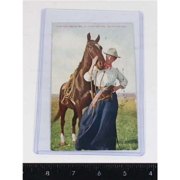 #1620 Postcard A Cow Girl's Pet Horse 1909 Montana