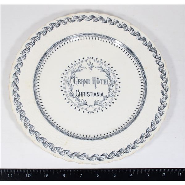 #1629 Grand Hotel Christiania plate 1800's Paris