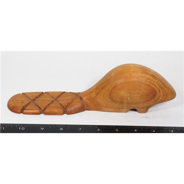 #1634 Wood Canadian Beaver Statue Vancouver BC