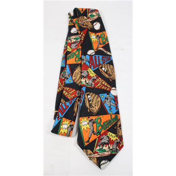 #1654 Vintage Men's Tie Baseball Design  Andaloro