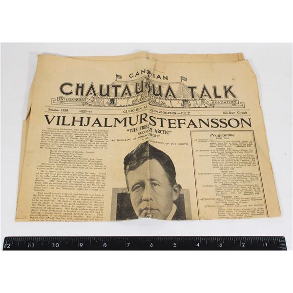 #1729 Canada Chautauqu Talk 1929 Newspaper