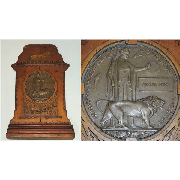 #258f WW1 British Memorial Plaque in Frame