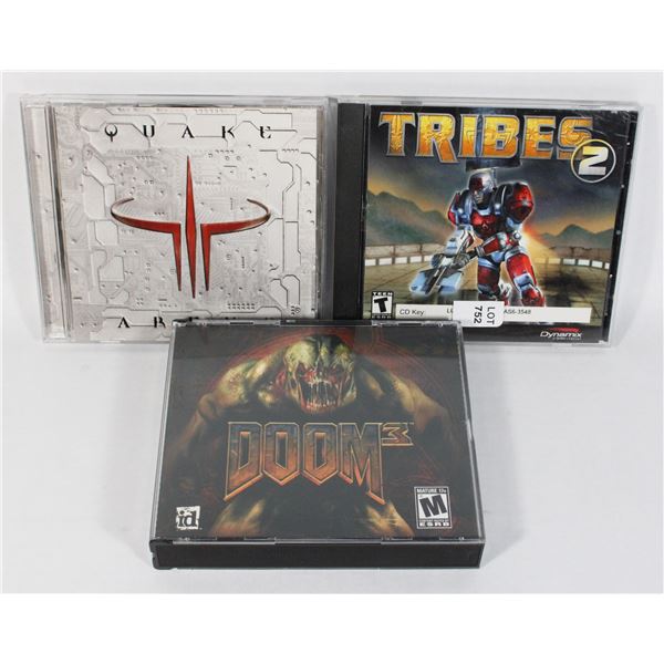 PC GAME QUAKE ARENA 1999, PC GAME DOOM 3 2004,