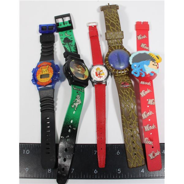 LOT OF 5 CHARATER WATHCES. BURGER KING LCD WATCH