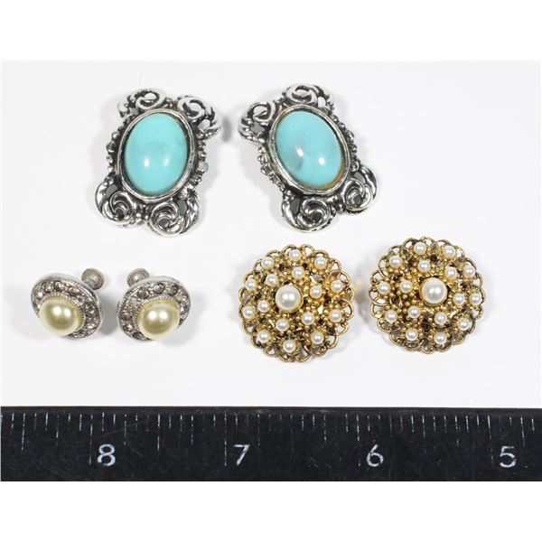 COSTUME JEWELRY EARRINGS MID CENTURY UNMARKED,