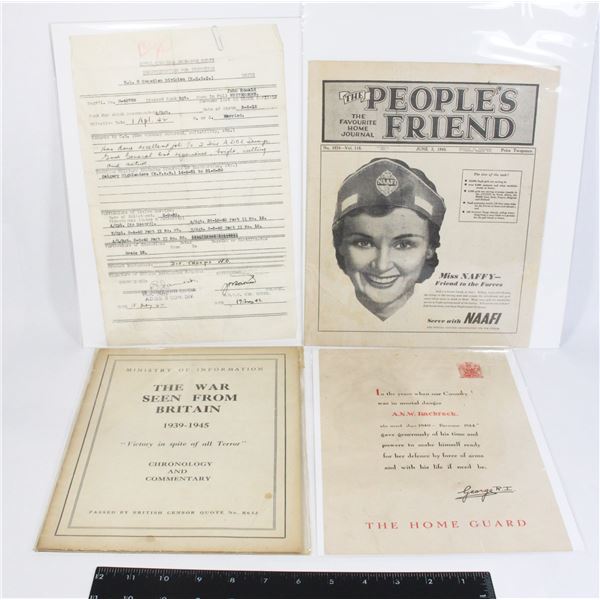 WW2 BRITISH HOME GUARD 1944 DOCUMENT
