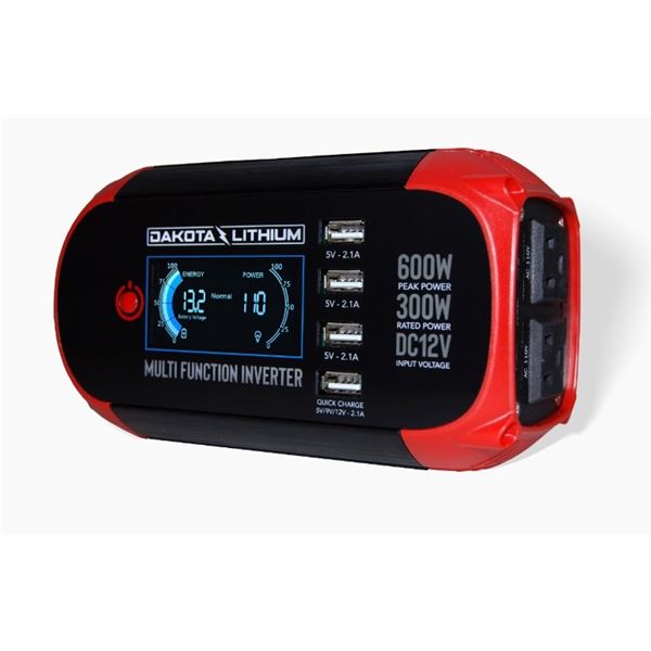 NEW DAKOTA LITHIUM MULTI FUNCTION INTELLIGENT INVERTER, MODEL BEF300H, 600W PEAK POWER, 12V INPUT 11
