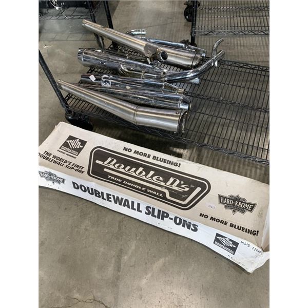 LARGE LOT OF MOTORCYCLE EXHAUST PIPES