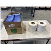 Image 1 : CASE OF NEW MOP PADS AND 4 ROLLS OF LABELS