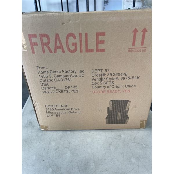 2 NEW SETS OF 3 NESTING WOOD CRATES, BLACK