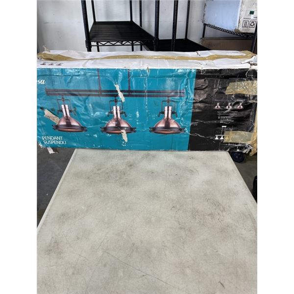 NEW ROSA BRONZE WITH MATTE BLACK FINISH AND GLASS DIFFUSAER 3 LIGHT PENDANT LIGHT