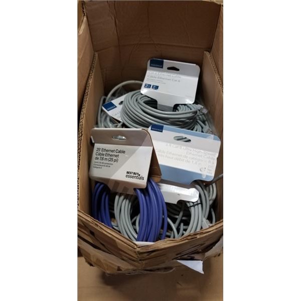 BOX OF CAT6 ETHERNET CABLE VARIOUS LENGTHS