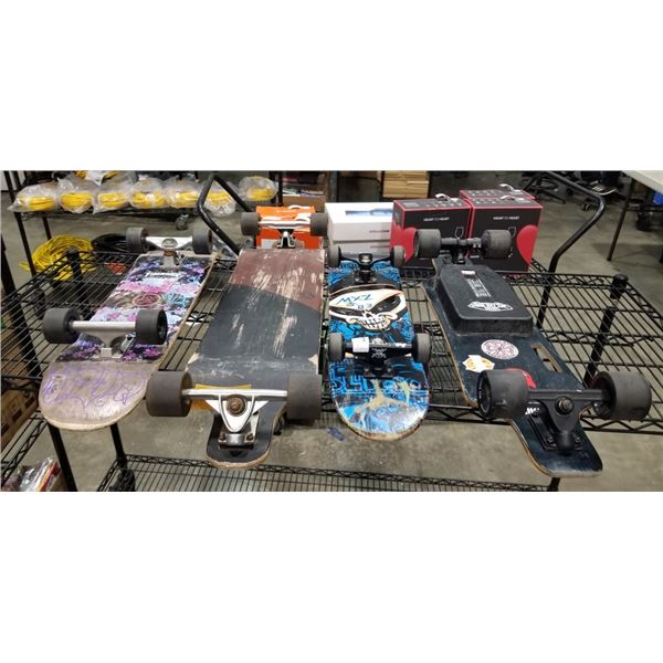 2 LONG BOARDS AND 2 SKATEBOARDS
