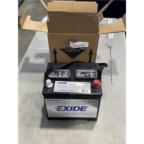 NEW EXIDE SPRINTER 12V BATTERY, GROUP SIZE 26R