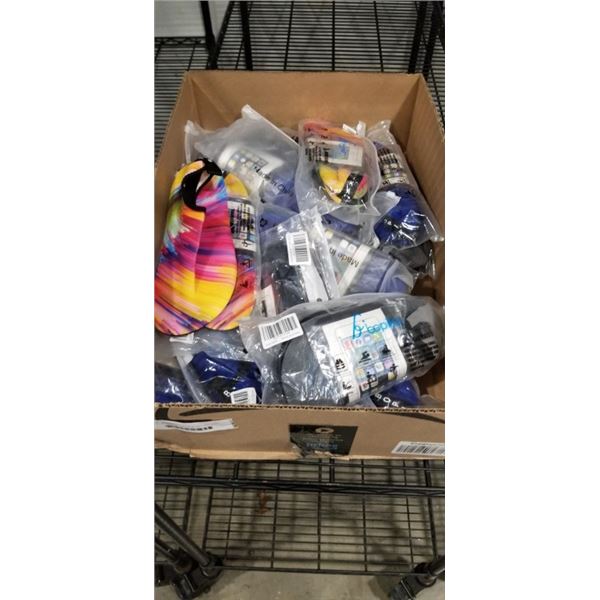 LOT OF VARIOUS WATER SHOES AND WET BAGS