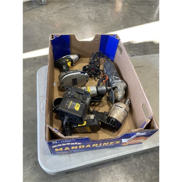STANLEY FAT MAX DRILL AND CHARGER AND ASSORTED POWER TOOLS