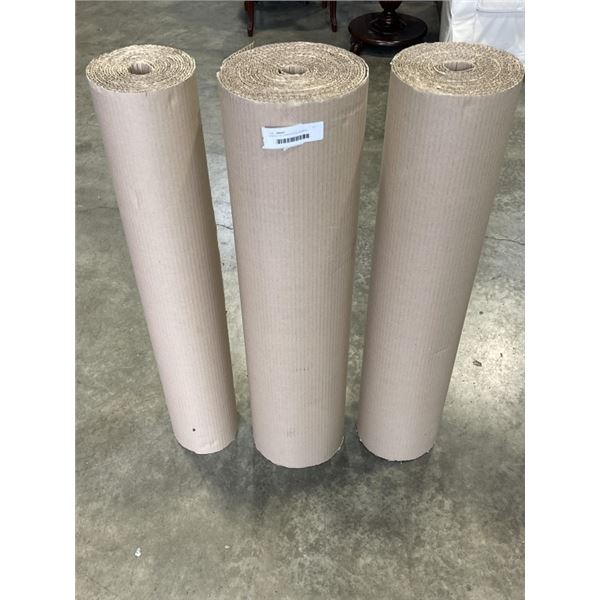 3 ROLLS OF CORRUGATED SHIPPINF CARDBOARD 36 INCH WIDE