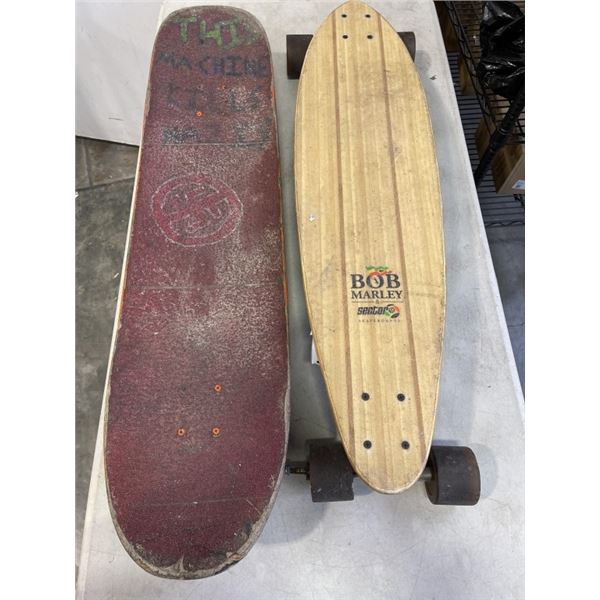 BOB MARLEY SECTOR LONGBOARD WITH GERR WING TRUCKS ONE WHEEL MISSING BEARING AND SKATEBOARD