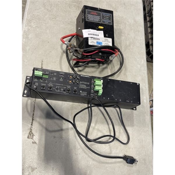 VULCAN BATTERY CHARGER AND BOGEN MULTI ZONE TELEPHONE PAGING UNIT