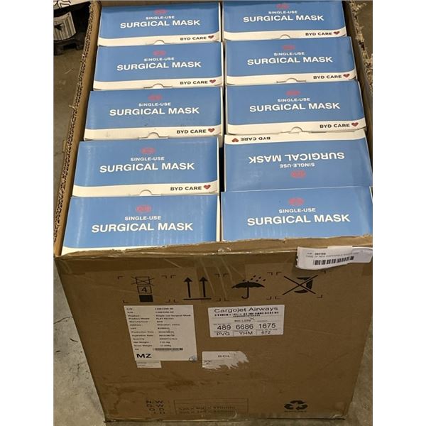 CASE OF NEW DISPOSABLE SINGLE USE SURGICAL MASKS