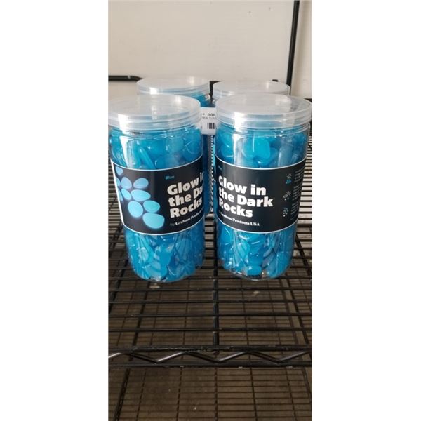 4 NEW TUBS OF BLUE GLOW IN THE DARK ROCKS