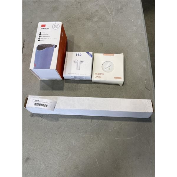 UV DISINFECTANT LIGHT, BLUETOOTH SPEAKER, WIRELESS EARBUDS, AND CHARGE PAD