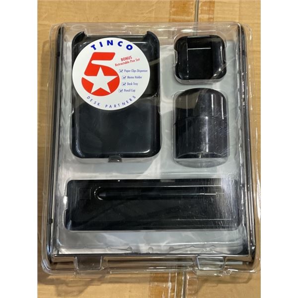 CASE OF 12 NEW BLACK MODERN DESK ORGANIZER SETS