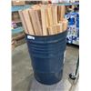 Image 1 : METAL BARRELL FULL OF HEMLOCK WOOD PIECES, 1" X 2" X 43"
