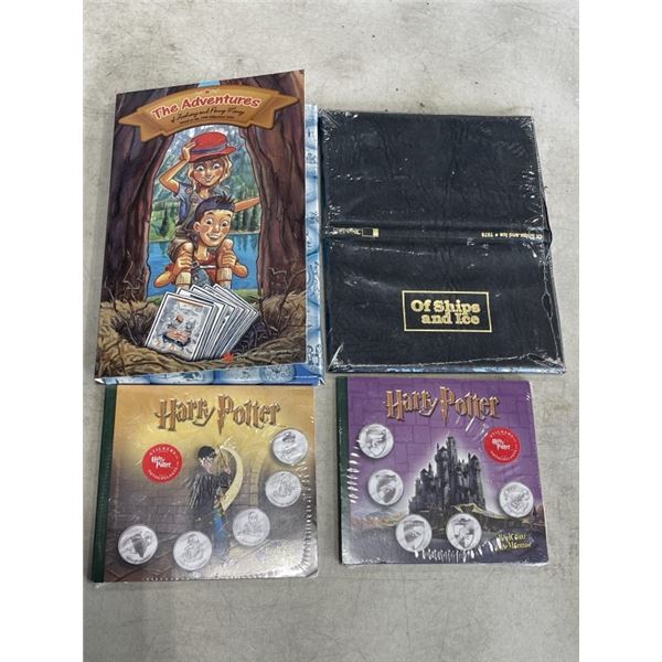 HARRY POTTER COLLECTOR COINS, CHILDRENS COIN SET, AND SET OF FIRST DAY COVERS