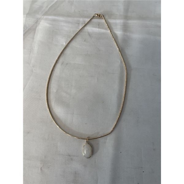 GOLD W/ ROSE QUARTZ STONE PENDANT BIB CHOKER NECKLACE