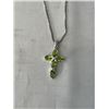 Image 2 : STERLING SILVER CHAIN W/ 5 PERIDOT STONES CROSS DESIGN EACH MARKED 925