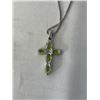 Image 3 : STERLING SILVER CHAIN W/ 5 PERIDOT STONES CROSS DESIGN EACH MARKED 925