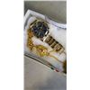 Image 2 : GOLD TONE WATCH, BRACELET AND NECLACE WITH PENDANT SET