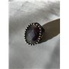 Image 1 : LARGE VINTAGE COPPER RING W/ FACETED NATUAL AMETHYST STONE SIZE 8