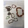 Image 1 : LOT OF ASSORTED JEWELRY, SEMI PRECIOUS STONE BRACELETS ETC