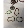 Image 3 : LOT OF ASSORTED JEWELRY, SEMI PRECIOUS STONE BRACELETS ETC