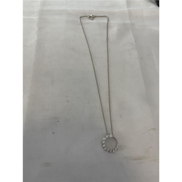 STERLING SILVER W/ CZ STONES RING PENDANT W/ CHAIN NECKLACE MARKED CA 925 AND S925 ALE SELF ADJUSTIN