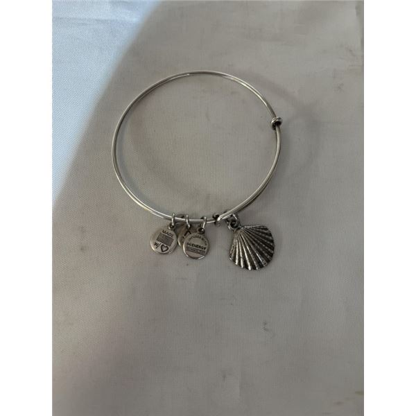 SILVER ALEX AND ANI ENERGIE BANGLE W/ CHARMS  SELF ADJUSTING SIZE MADE IN USA