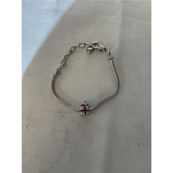 VINTAGE SILVER W/ SLIDER BEAD CHARM MARKED S925 ALE BRACELET 6.5-8.5"